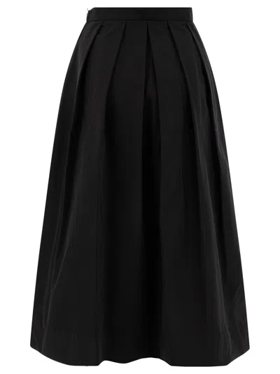 Sandbeige Black Cotton Skirt In Multi