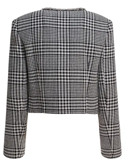 Self-portrait Self Portrait Houndstooth Blazer In White