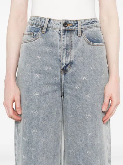 Self-portrait Self Portrait Crystal Embellished Denim Jeasn In Gold