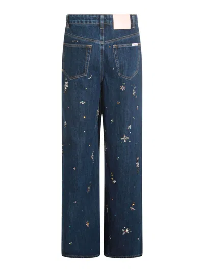 Self-portrait Wide-leg Jeans With Five Pockets In Blue