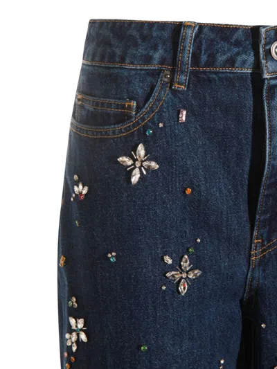 Self-portrait Wide-leg Jeans With Five Pockets In Blue