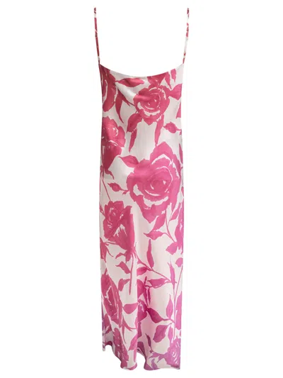 Sleep No More Floral Pattern Silk Slip Dress In Pink