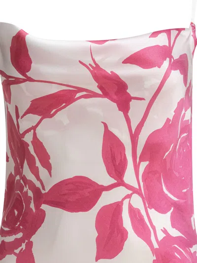 Sleep No More Floral Pattern Silk Slip Dress In Pink