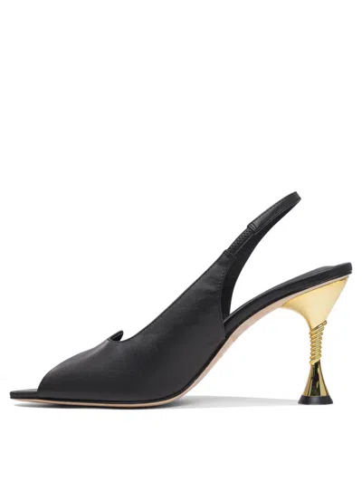 Studio Amelia Open-toe Slingback Heeled Shoes In Black