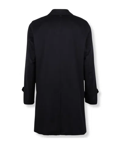 Herno Single Breasted Long Coat In Blue
