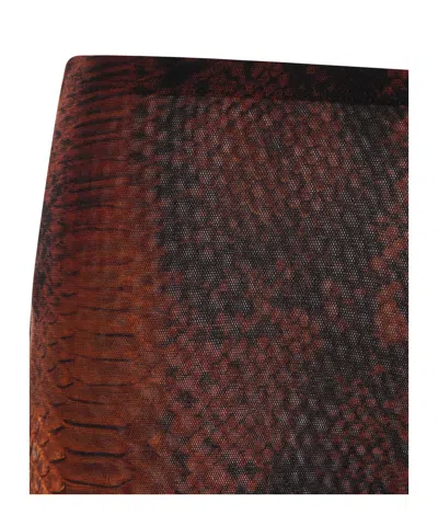 Jean Paul Gaultier Printed Python Mesh Trouser In Brown