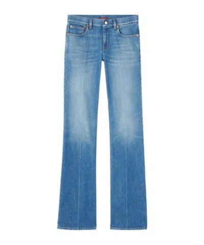 Gucci Flared Stretch Cotton Denim Pants In Blue
