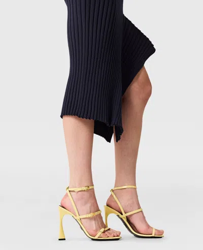 Stella Mccartney Womens Ink Ribbed Sculptural Cotton Knit Midi Dress Xxs In Blue