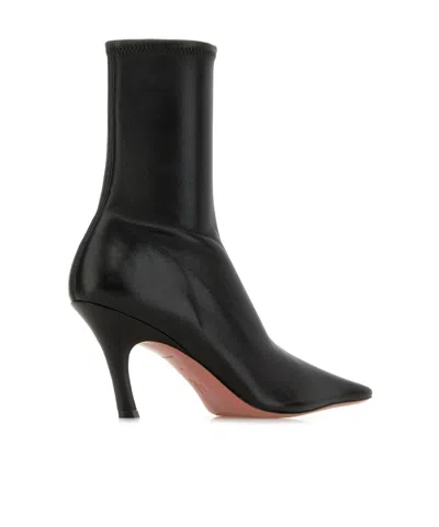 Amina Muaddi Jamie Nappa Leather Ankle Boots Stiletto In Black