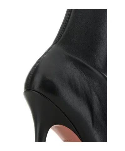 Amina Muaddi Jamie Nappa Leather Ankle Boots Stiletto In Black