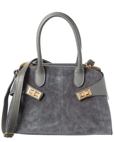 Isabella Rossetti Audrey Suede Tote In Gray