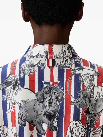 Thom Browne Twill Pleated Hector Midi Dress In White