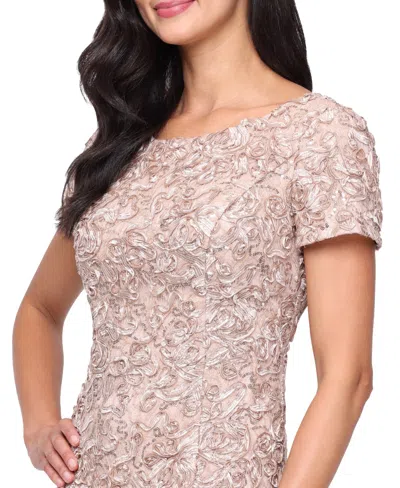 Alex Evenings Sequin Soutache Lace Cocktail Midi Dress In Pink