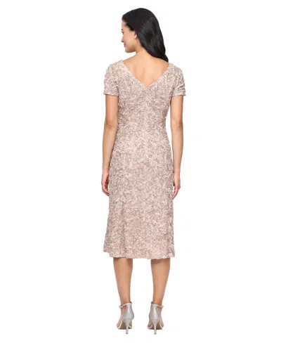 Alex Evenings Sequin Soutache Lace Cocktail Midi Dress In Pink