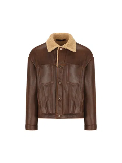 Salvatore Santoro Button-fastening Leather Jacket In Brown