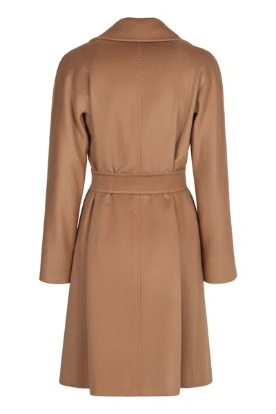 Max Mara Cles Belted Wool-blend Coat In Brown