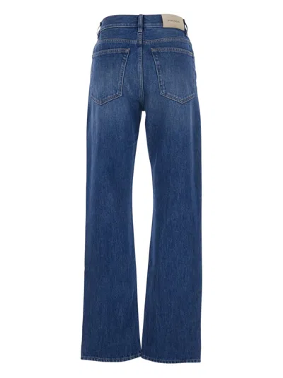Givenchy Women Blue Pants With Belt Loops And Logo Patch On The Rear In Denim Woman In Blue