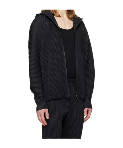 Issey Miyake Black Wickerwork Mesh Jacket In Black