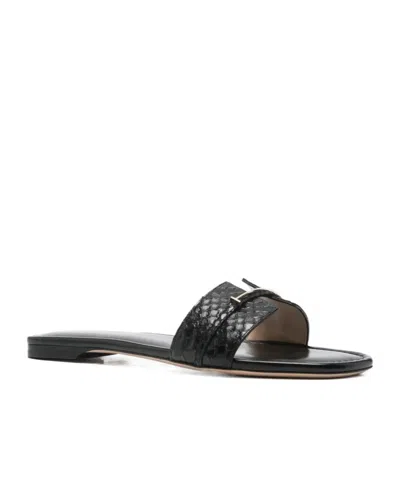 Tom Ford Snake-print Flat Sandals In Black
