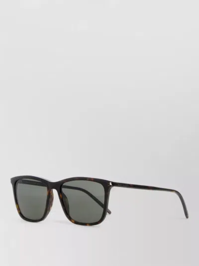 Saint Laurent Square Frame Tortoiseshell Pattern Sunglasses In Brown