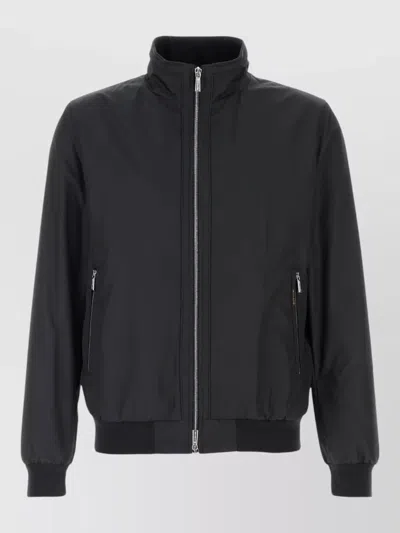 Moorer Manetti Polyester Jacket High Collar In Black