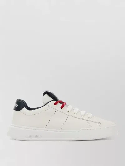 Miu Miu Leather Sneakers Contrast Heel Tab Design