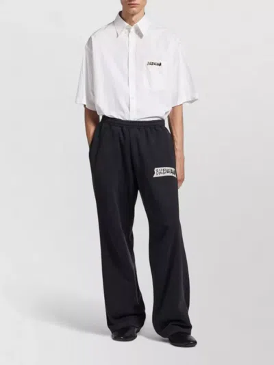 Balenciaga Short Sleeve Silk Blend Button Down Shirt In White