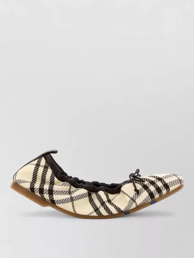 Burberry Fabric Ballerina Shoes Bow Check Pattern In Neutral