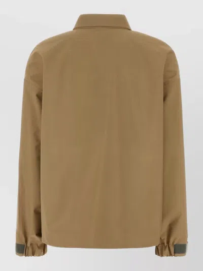 Miu Miu Tech Fabric Windbreaker Jacket Collared Design In Brown