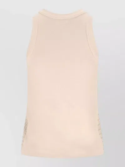 Brunello Cucinelli Sequined Round Neck Ribbed Cotton Tank In Neutral