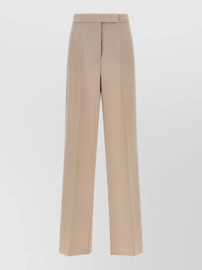 Max Mara Mxmgirone Tailored Trousers Belt Loops Pockets In Brown