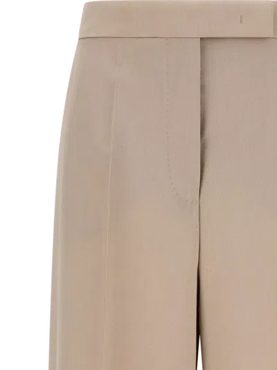 Max Mara Mxmgirone Tailored Trousers Belt Loops Pockets In Brown
