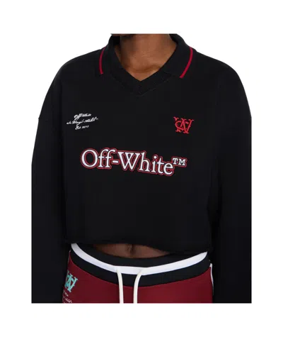 Off-white Polo Collar Cropped Sweatshirt In Black