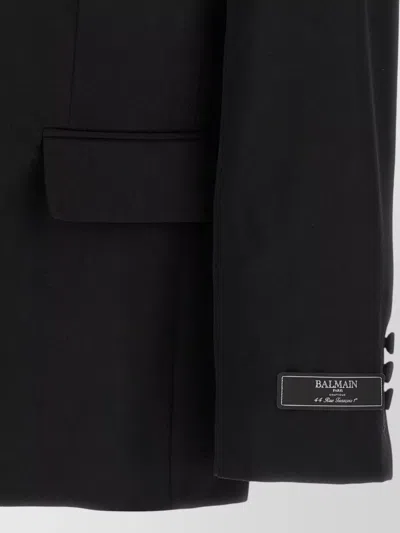 Balmain Crystal Blazer Single Breasted Tailored Jacket In Black