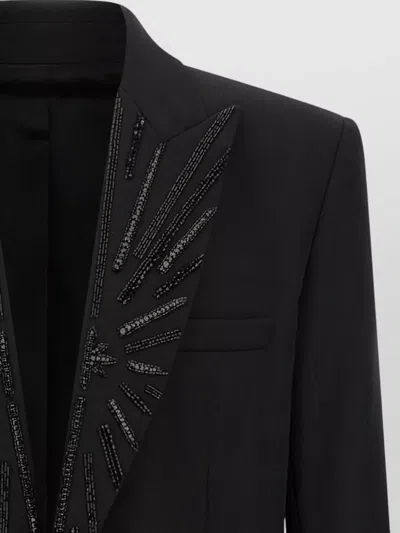 Balmain Crystal Blazer Single Breasted Tailored Jacket In Black