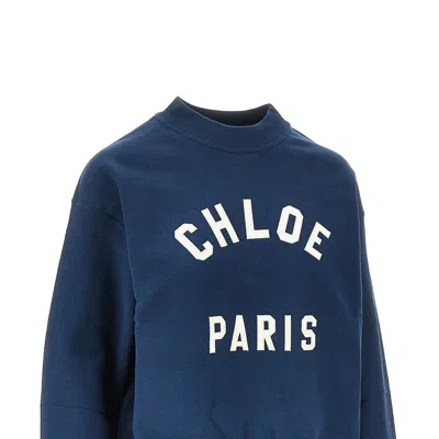 Chloé Logo Patch Sweatshirt In Blue
