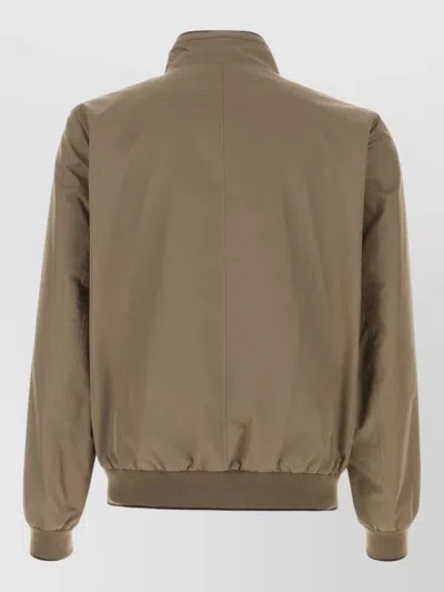 Moorer Polyester Manetti Jacket High Collar Design In Brown