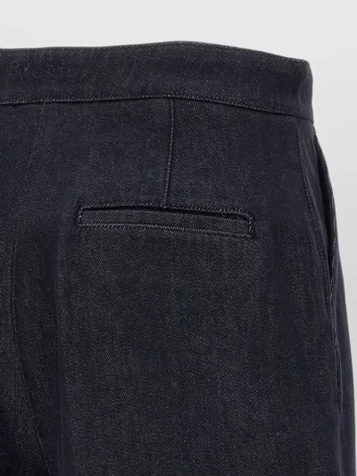 Max Mara Cotton High-waisted Shorts With Slightly Flared Lines And Turned-up Hem In Blue