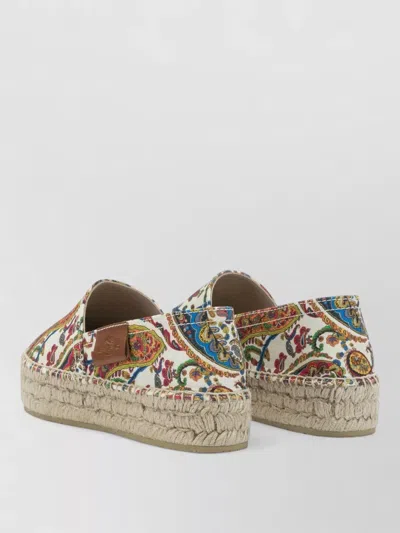 Etro Paisley Cotton Espadrilles Round Toe Sole In Multi