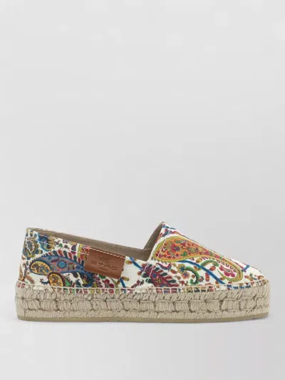 Etro Paisley Cotton Espadrilles Round Toe Sole In Multi