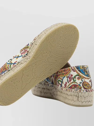 Etro Paisley Cotton Espadrilles Round Toe Sole In Multi
