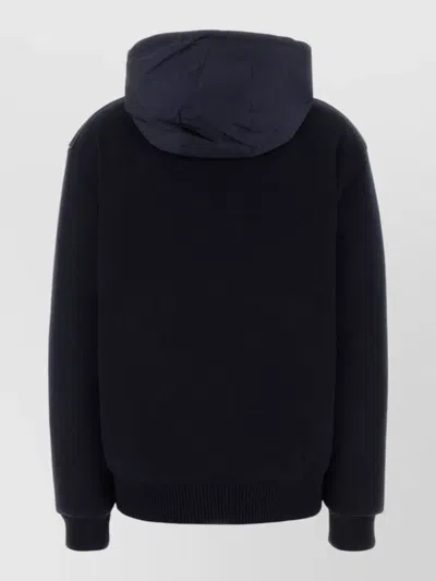 Miu Miu Knit Hooded Down Jacket Contrast Panel In Multi