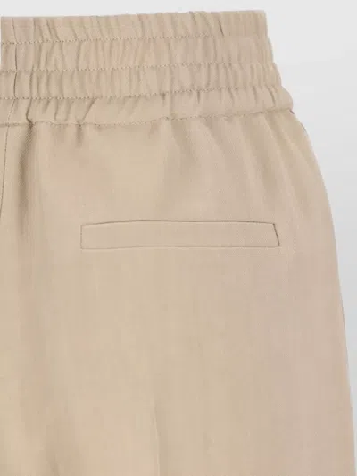 Brunello Cucinelli Linen Blend Trousers Pleated Front Pockets In Neutral