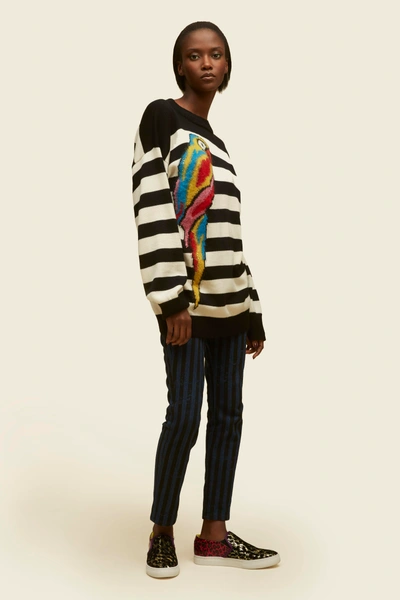 Marc Jacobs Embroidered Stripe Sweater In Black Multi