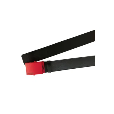 Borbonese Black Leather Men Belt In Black