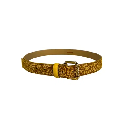 Borbonese Yellow Leather Women Women's Belt In Multi