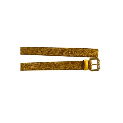 Borbonese Yellow Leather Women Women's Belt In Multi
