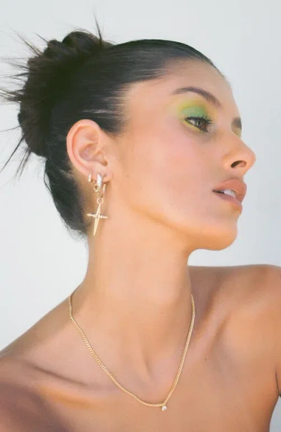 Luv Aj Pave Cuban Link Hoops Earring In Gold