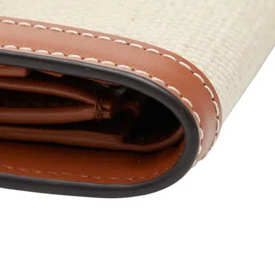 Pre-owned Celine Beige Brown Canvas Leather Wallet (tri-fold) () In Multi