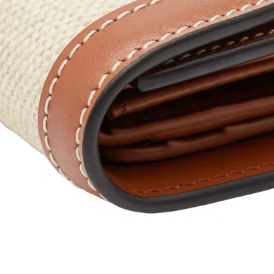 Pre-owned Celine Beige Brown Canvas Leather Wallet (tri-fold) () In Multi